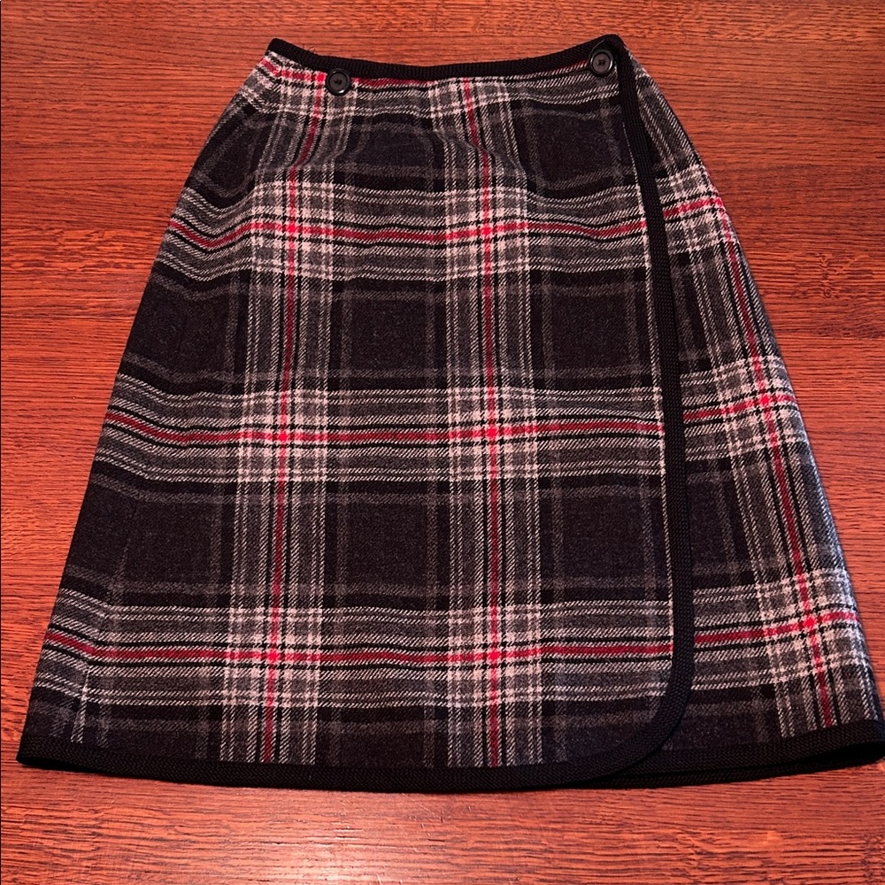 Pendleton Black and Red Plaid A-Line Skirt